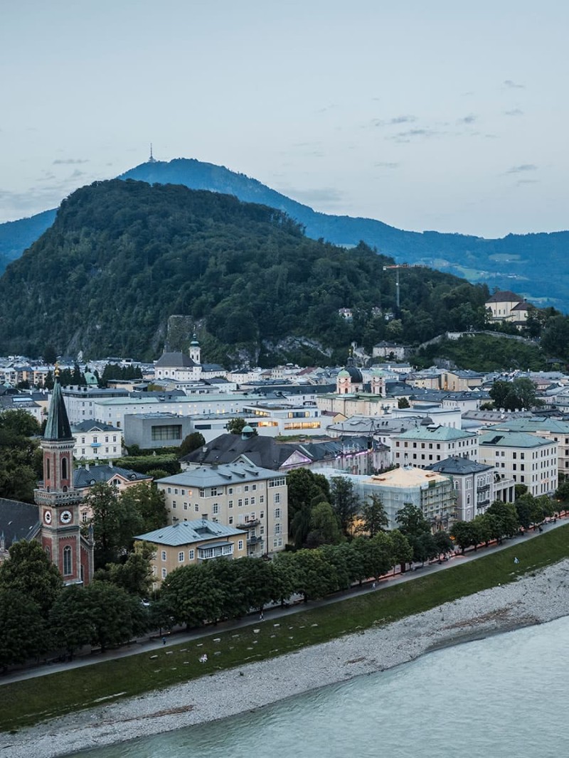 View of the Kapuzinerberg - in the background you can see the Gaisberg