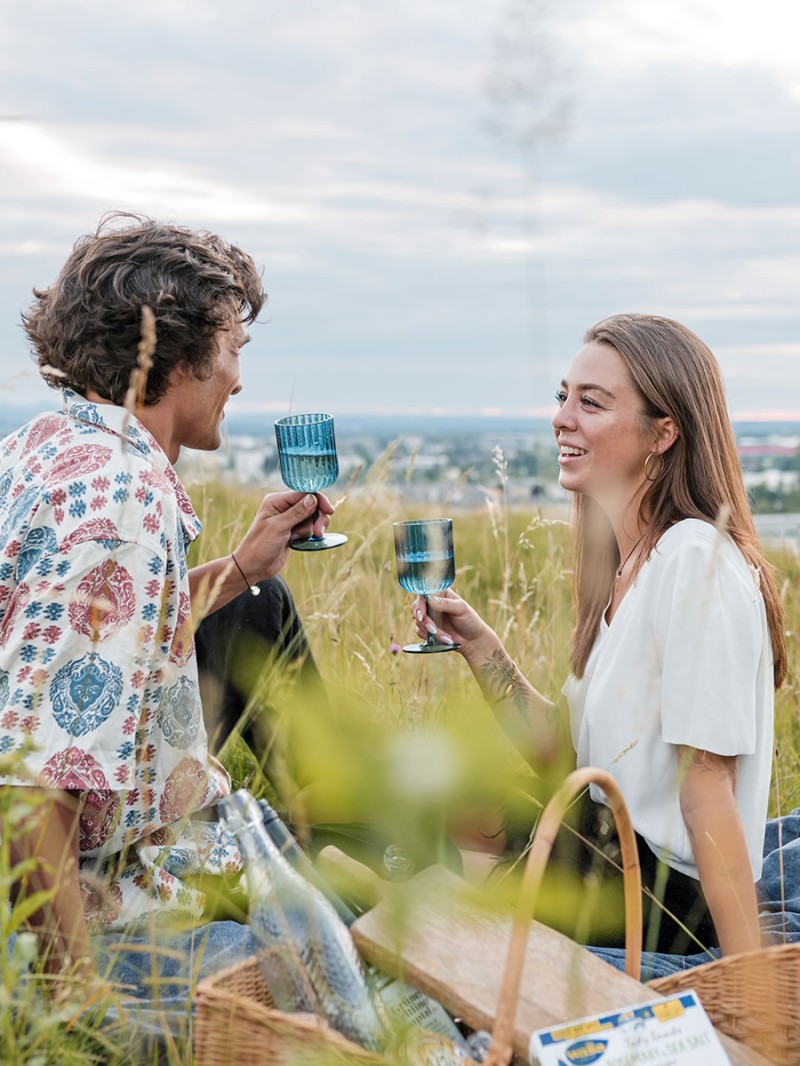 Picnic in the green outside the city gates of Salzburg