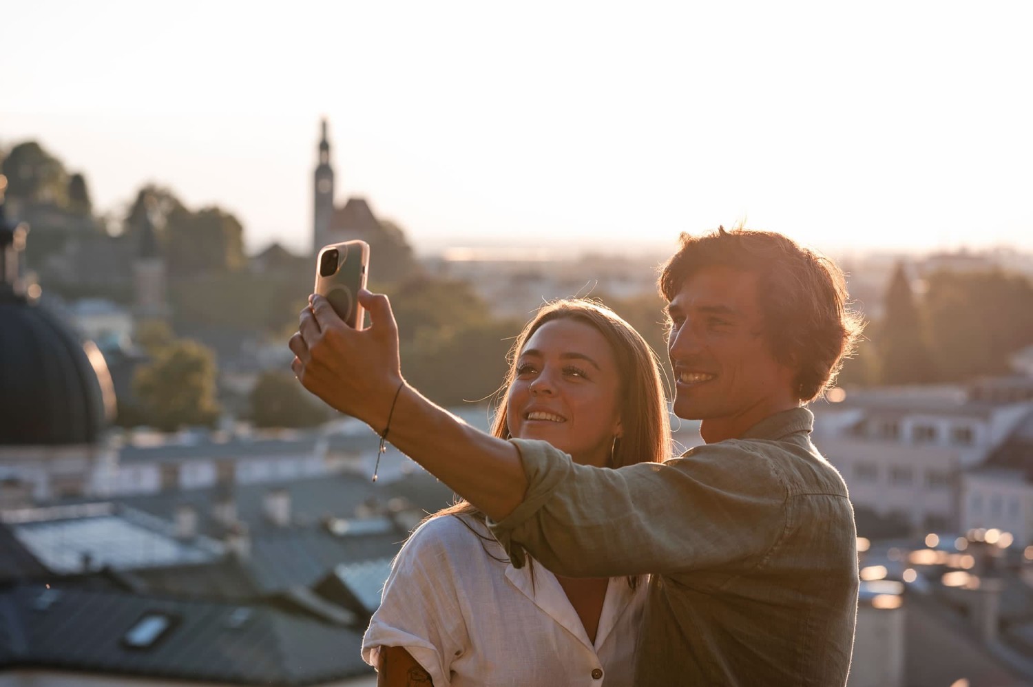 Selfie at Hohensalzburg Fortress overlooking the old town of Salzburg