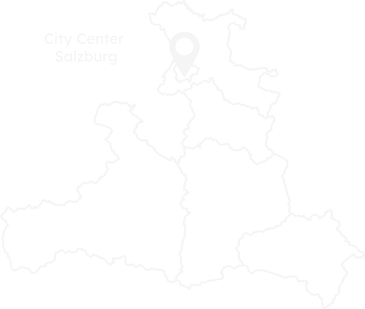 Map view of the state of Salzburg with the city of Salzburg